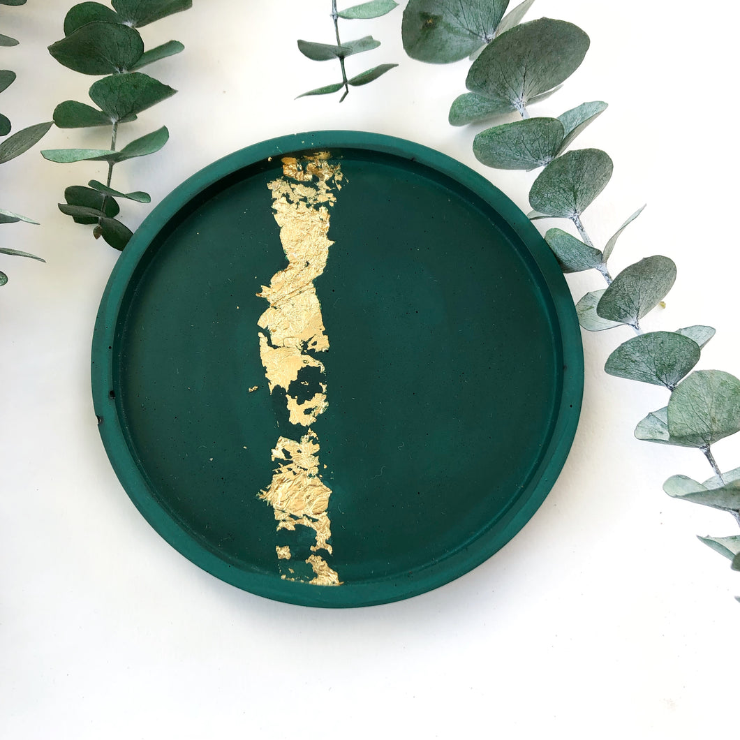 Round Green & Gold Foil Tray