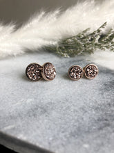 Load image into Gallery viewer, Rose Gold on Rose Gold Druzy Stud 10mm
