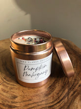 Load image into Gallery viewer, Rose Quartz Soy Candle - Pumpkin Mahogany
