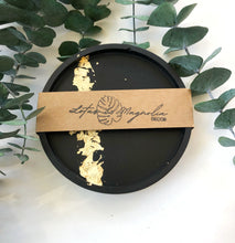 Load image into Gallery viewer, Round Black &amp; Gold Foil Tray
