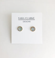 Load image into Gallery viewer, Gold Clear Druzy Stud 8mm

