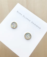 Load image into Gallery viewer, Gold Clear Druzy Stud 8mm
